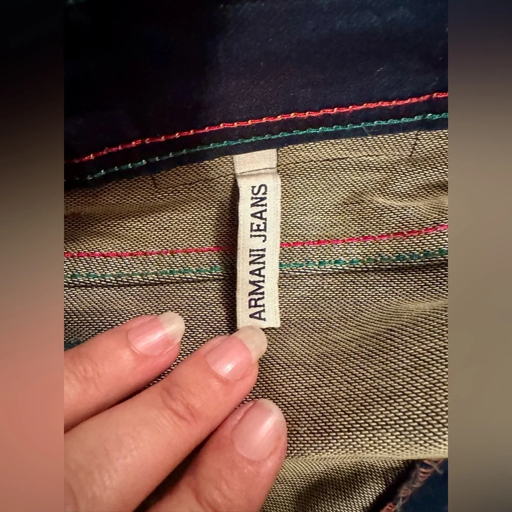 Armani Jeans Slim Straight in Navy and Light Beige - Picture 14 of 16